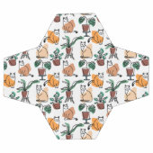 Line Art zeichnend Katzen und Blume Fußball (Flach)