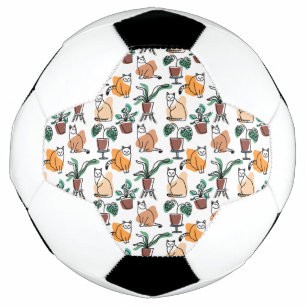 Line Art zeichnend Katzen und Blume Fußball