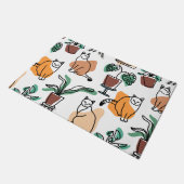 Line Art zeichnend Katzen und Blume Fußmatte (Schrägansicht)