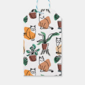 Line Art zeichnend Katzen und Blume Geschenkanhänger (Rückseite)