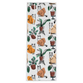 Line Art zeichnend Katzen und Blume Geschenktüte Für Weinflaschen (Vorderseite)