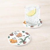 Line Art zeichnend Katzen und Blume Getränkeuntersetzer (Seite)