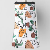 Line Art zeichnend Katzen und Blume Golf Headcover (Rotieren 90)