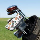 Line Art zeichnend Katzen und Blume Golf Headcover (In Situ)