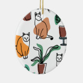 Line Art zeichnend Katzen und Blume Keramik Ornament (Rechts)