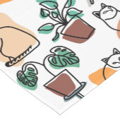 Line Art zeichnend Katzen und Blume Kurzer Tischläufer (Ecke)