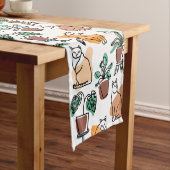 Line Art zeichnend Katzen und Blume Kurzer Tischläufer (Beispiel)