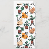 Line Art zeichnend Katzen und Blume Menükarte (Vorne/Hinten)