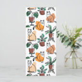 Line Art zeichnend Katzen und Blume Menükarte (Stehend Vorderseite)