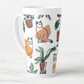 Line Art zeichnend Katzen und Blume Milchtasse (Linke Ecke)