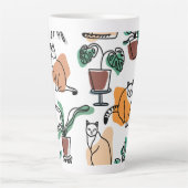 Line Art zeichnend Katzen und Blume Milchtasse (Vorderseite)