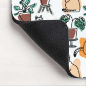 Line Art zeichnend Katzen und Blume Mousepad (Ecke)