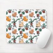 Line Art zeichnend Katzen und Blume Mousepad (Mit Mouse)