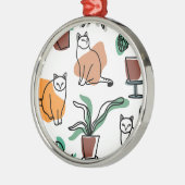 Line Art zeichnend Katzen und Blume Ornament Aus Metall (Links)