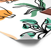 Line Art zeichnend Katzen und Blume Poster (Ecke)
