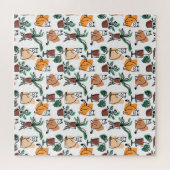 Line Art zeichnend Katzen und Blume Puzzle (Horizontal)