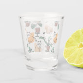Line Art zeichnend Katzen und Blume Schnapsglas (Rückseite)