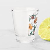 Line Art zeichnend Katzen und Blume Schnapsglas (Links)