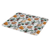 Line Art zeichnend Katzen und Blume Schneidebrett (Ecke)