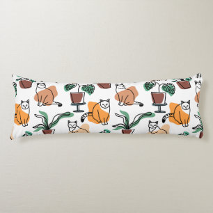 Line Art zeichnend Katzen und Blume Seitenschläferkissen