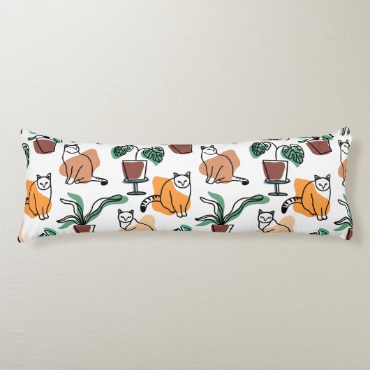 Line Art zeichnend Katzen und Blume Seitenschläferkissen (Vorderseite)