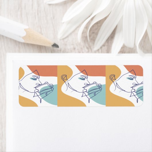 Line Art zeichnend Poster der Frau Kaffee trinken (Insitu)