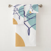 Line Art zeichnend Poster der Frau Kaffee trinken Badhandtuch Set (Insitu)