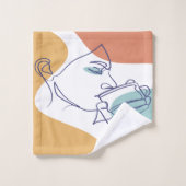 Line Art zeichnend Poster der Frau Kaffee trinken Badhandtuch Set (Waschlappen)