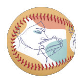 Line Art zeichnend Poster der Frau Kaffee trinken Baseball (Vorderseite Links)