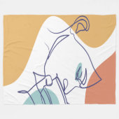 Line Art zeichnend Poster der Frau Kaffee trinken Fleecedecke (Vorderseite (Horizontal))