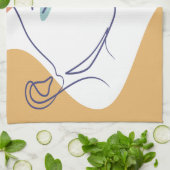 Line Art zeichnend Poster der Frau Kaffee trinken Geschirrtuch (Gefaltet)