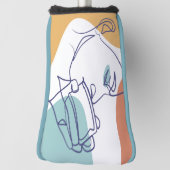 Line Art zeichnend Poster der Frau Kaffee trinken Golf Headcover (Rotieren 90)
