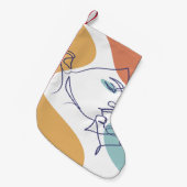 Line Art zeichnend Poster der Frau Kaffee trinken Kleiner Weihnachtsstrumpf (Vorderansicht (hängend))