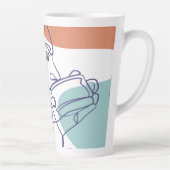 Line Art zeichnend Poster der Frau Kaffee trinken Milchtasse (Rechts)