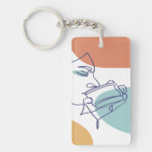 Line Art zeichnend Poster der Frau Kaffee trinken Schlüsselanhänger (Vorderseite)