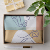 Line Art zeichnend Poster der Frau Kaffee trinken Seidenpapier (Geschenk)