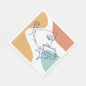 Line Art zeichnend Poster der Frau Kaffee trinken Serviette (Ecke)