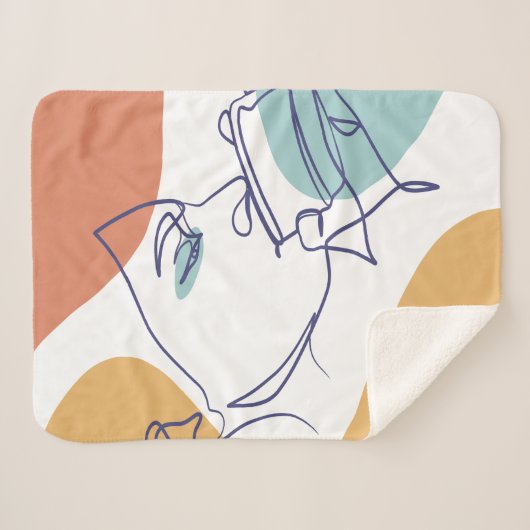 Line Art zeichnend Poster der Frau Kaffee trinken Sherpadecke (Vorderseite (Horizontal))