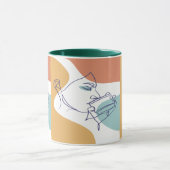 Line Art zeichnend Poster der Frau Kaffee trinken Tasse (Zentrum)