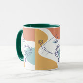 Line Art zeichnend Poster der Frau Kaffee trinken Tasse (Vorderseite Links)