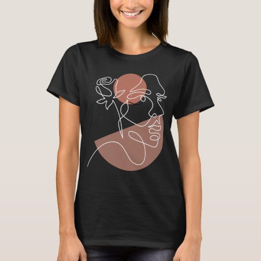 Line Art Zeichnend weibliches Gesicht Tshirt (Vorderseite)