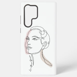 Line-Art-Zeichnung einer Frau - Lebe deine Träume Samsung Galaxy Hülle