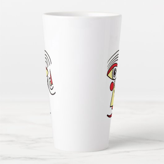 Line Artwork Abstrakte Gesichter Einfache Formen k Milchtasse (Vorderseite)