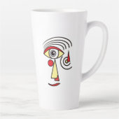 Line Artwork Abstrakte Gesichter Einfache Formen k Milchtasse (Rechts)