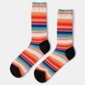 Line Blue Orange Muster Socken (Linkes Detail)