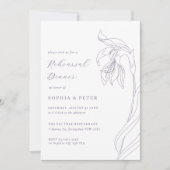 Line Blume Lavendel Probe Abendessen Einladung (Vorderseite)