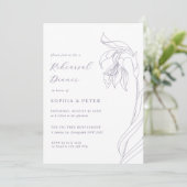 Line Blume Lavendel Probe Abendessen Einladung (Stehend Vorderseite)