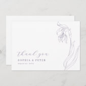 Line Blume Lavender Danke Karte (Vorne/Hinten)