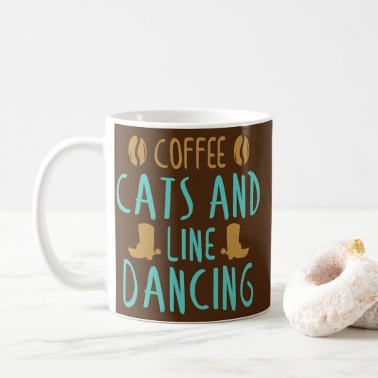 Line Dance Coffee Cats und Line Dancing Line Kaffeetasse (Mit Donut)