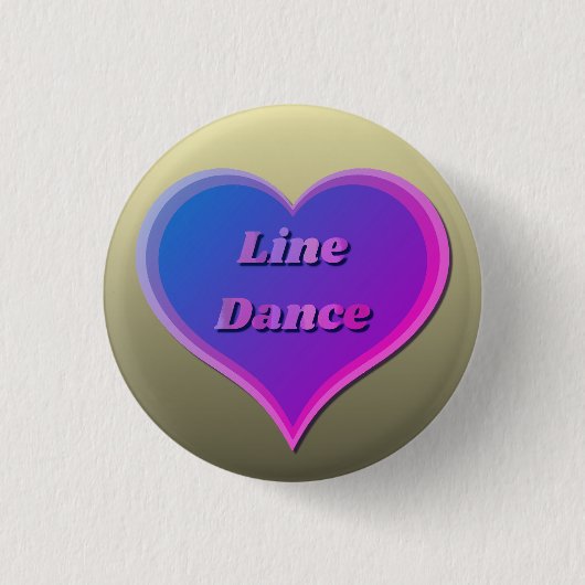 Line Dance Herz Custom-Cut Vinyl Sticker Button (Vorderseite)